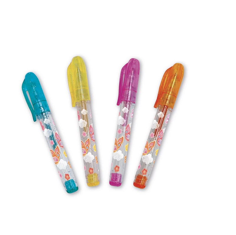 Diario segreto in stile giapponese per bambini con 4 penne gel glitter e adesivi